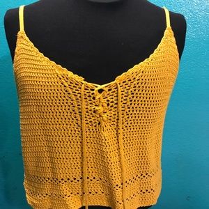 Net yellow crop top